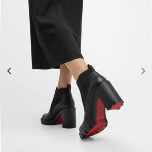 Christian Louboutin women’s 70mm Marchacroche Leather Chelsea Booties 38 boots